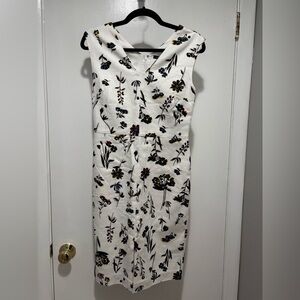 Ann Taylor White Floral Midi Dress Size 2